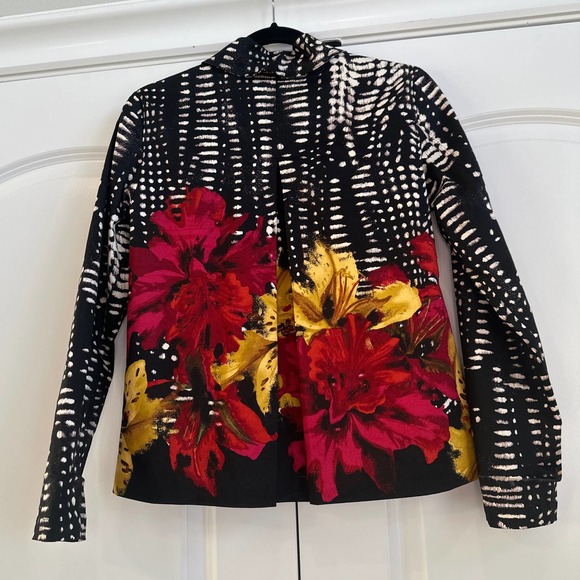 Chico’s Boho, Floral Abstract Button Down Dress Blazer - Picture 4 of 4